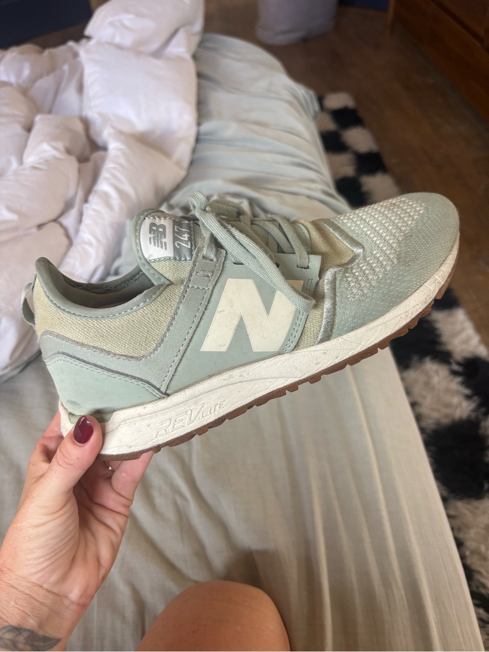 New Balance Women's Light Mint Green and White Lifestyle Sneaker